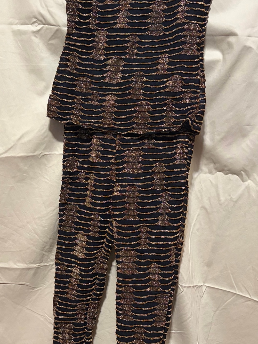 WinWin Black Joggers with Shimmering Bronze Pattern